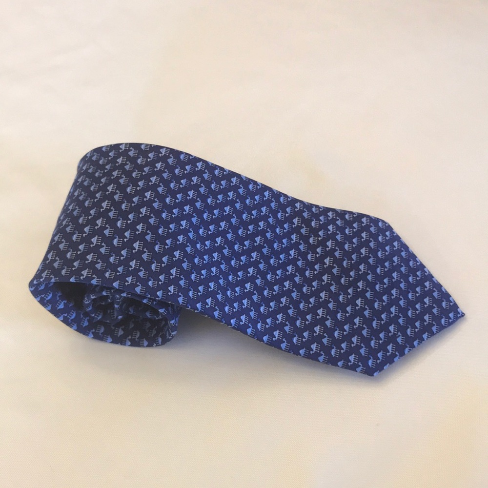 Dunhill Blue/Camel Motif Silk Tie